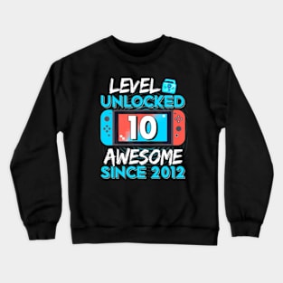 10th Birthday Boy Level 10 Unlocked 2012 Video Crewneck Sweatshirt